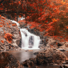 Lade das Bild in den Galerie-Viewer, Leinwandbild Wasserfall im Herbst Quadrat
