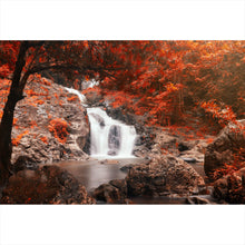 Lade das Bild in den Galerie-Viewer, Aluminiumbild Wasserfall im Herbst Querformat
