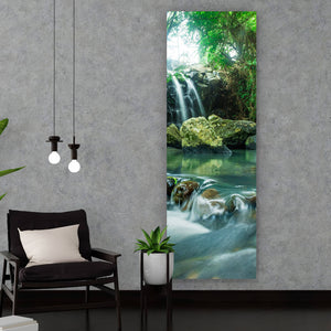 Aluminiumbild Wasserfall im Regenwald Panorama Hoch