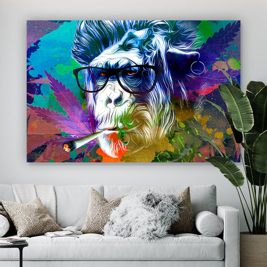 Aluminiumbild gebürstet Weed Monkey Modern Art Querformat