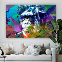 Lade das Bild in den Galerie-Viewer, Spannrahmenbild Weed Monkey Modern Art Querformat
