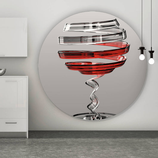 Aluminiumbild gebürstet Weinglas Modern Art Kreis