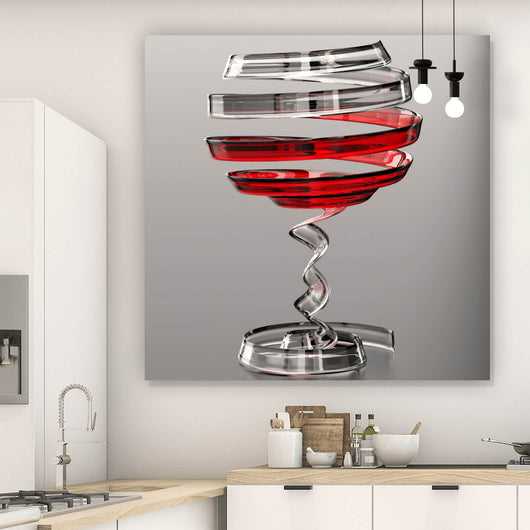 Spannrahmenbild Weinglas Modern Art im Quadrat, Aufhängefertig & Versandkostenfrei – Wandguru