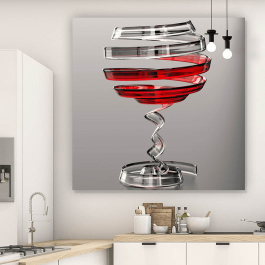 Aluminiumbild gebürstet Weinglas Modern Art Quadrat