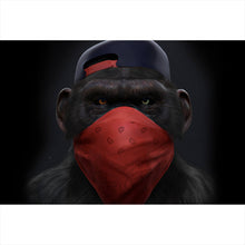 Lade das Bild in den Galerie-Viewer, Leinwandbild Affe mit rotem Tuch Querformat
