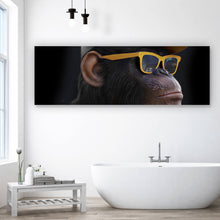 Lade das Bild in den Galerie-Viewer, Leinwandbild Affe mit gelber Sonnenbrille Panorama
