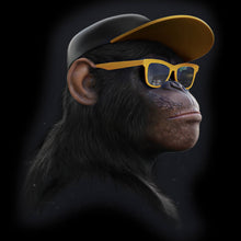 Lade das Bild in den Galerie-Viewer, Aluminiumbild gebürstet Affe mit gelber Sonnenbrille Quadrat

