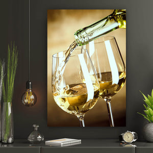 Acrylglasbild Weißwein Genuss Hochformat