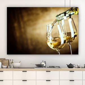 Versandkostenfrei Genuss Weißwein im Quadrat, – & Wandguru Leinwandbild Aufhängefertig
