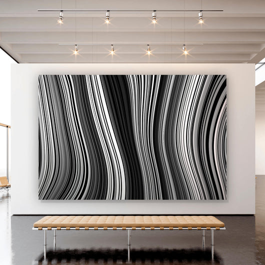 Aluminiumbild gebürstet Wellenlinien Muster Querformat
