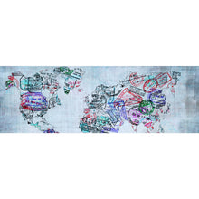 Lade das Bild in den Galerie-Viewer, Leinwandbild Weltkarte aus Passstempeln Panorama
