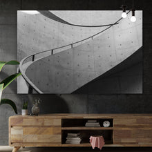 Lade das Bild in den Galerie-Viewer, Aluminiumbild gebürstet Wendeltreppe Moderne Architektur Querformat
