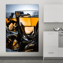 Lade das Bild in den Galerie-Viewer, Leinwandbild Whiskeygläser mit Eiswürfeln Hochformat
