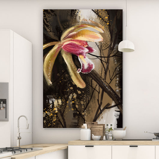 Aluminiumbild gebürstet Wilde Orchidee Abstrakt Hochformat