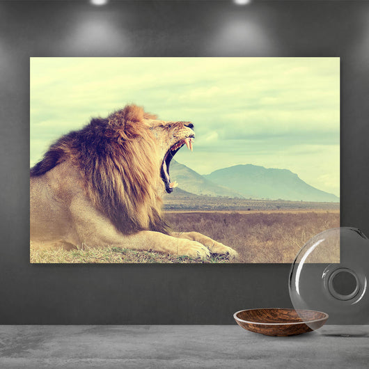Leinwandbild Wilder afrikanischer Löwe Querformat