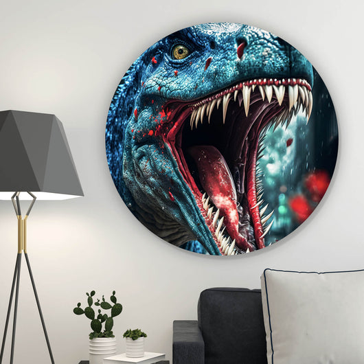 Aluminiumbild gebürstet Wilder Dinosaurier Digital Art Kreis