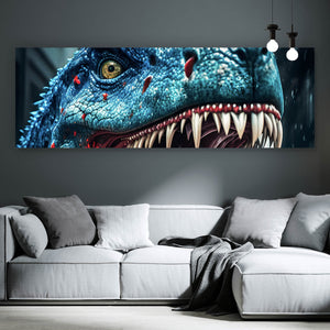 Aluminiumbild gebürstet Wilder Dinosaurier Digital Art Panorama