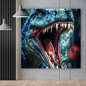 Aluminiumbild gebürstet Wilder Dinosaurier Digital Art Quadrat