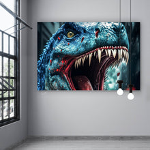 Lade das Bild in den Galerie-Viewer, Aluminiumbild gebürstet Wilder Dinosaurier Digital Art Querformat
