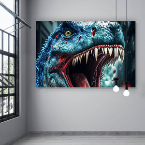 Aluminiumbild Wilder Dinosaurier Digital Art Querformat