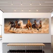 Lade das Bild in den Galerie-Viewer, Acrylglasbild Wildpferde im Sandsturm Panorama
