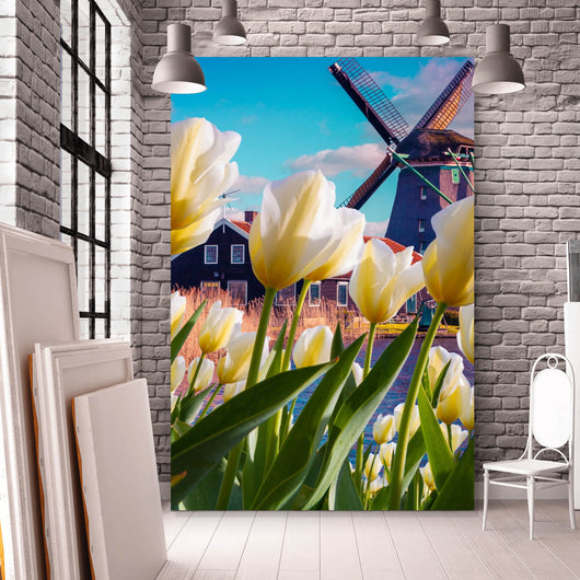 Acrylglasbild Windmühle in Holland Hochformat