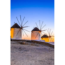 Lade das Bild in den Galerie-Viewer, Aluminiumbild Windmühlen auf der Insel Mykonos Hochformat
