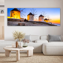 Lade das Bild in den Galerie-Viewer, Aluminiumbild Windmühlen auf der Insel Mykonos Panorama
