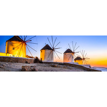 Lade das Bild in den Galerie-Viewer, Aluminiumbild Windmühlen auf der Insel Mykonos Panorama
