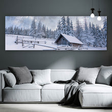 Lade das Bild in den Galerie-Viewer, Aluminiumbild gebürstet Winter Idylle Panorama
