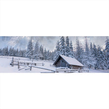 Lade das Bild in den Galerie-Viewer, Aluminiumbild gebürstet Winter Idylle Panorama
