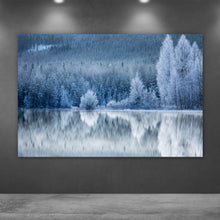 Lade das Bild in den Galerie-Viewer, Aluminiumbild Winterlandschaft am See Querformat
