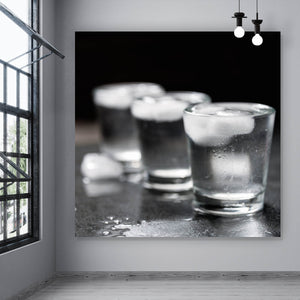 Aluminiumbild gebürstet Wodka mit Eis Quadrat