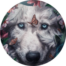 Lade das Bild in den Galerie-Viewer, Aluminiumbild Wolf Floral Kreis
