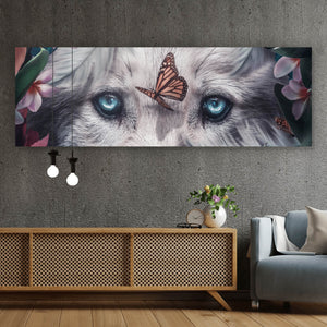 Poster Wolf Floral Panorama