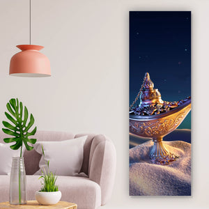 Poster Wunderlampe in der Wüste bei Nacht Panorama Hoch