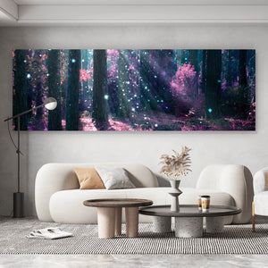 Aluminiumbild gebürstet Zauberwald Violett Panorama