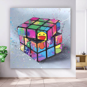 Spannrahmenbild Zauberwürfel Pop Art No.1 Quadrat