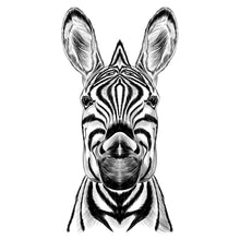 Lade das Bild in den Galerie-Viewer, Aluminiumbild gebürstet Zebra im Zeichenstil Hochformat

