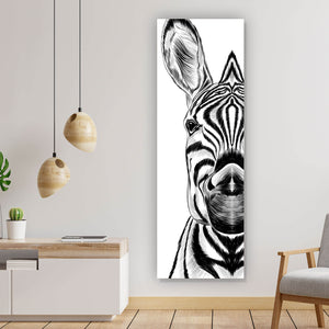 Spannrahmenbild Zebra im Zeichenstil Panorama Hoch