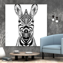 Lade das Bild in den Galerie-Viewer, Spannrahmenbild Zebra im Zeichenstil Quadrat
