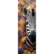 Lade das Bild in den Galerie-Viewer, Acrylglasbild Zebra mit Blüten Panorama Hoch
