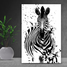 Lade das Bild in den Galerie-Viewer, Poster Zebra Schwarz Weiß Hochformat

