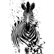 Lade das Bild in den Galerie-Viewer, Aluminiumbild Zebra Schwarz Weiß Hochformat
