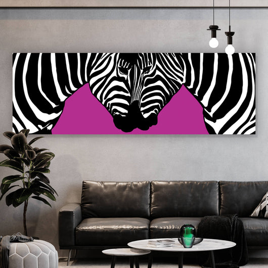 Acrylglasbild Zebrapaar Pink Panorama