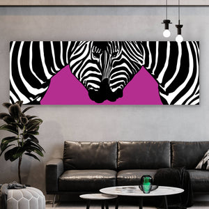 Aluminiumbild gebürstet Zebrapaar Pink Panorama