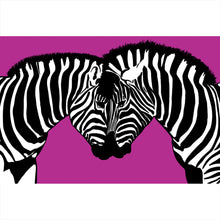 Lade das Bild in den Galerie-Viewer, Aluminiumbild Zebrapaar Pink Querformat

