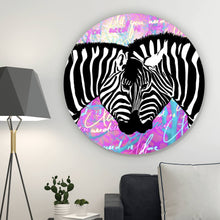 Lade das Bild in den Galerie-Viewer, Aluminiumbild Zebras All you need is love Kreis
