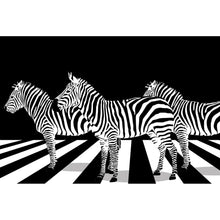 Lade das Bild in den Galerie-Viewer, Spannrahmenbild Zebras auf Zebrastreifen Querformat
