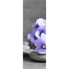 Lade das Bild in den Galerie-Viewer, Leinwandbild Zen Steine mit Lila Blumen Panorama Hoch

